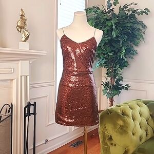 Nasty Gal Brown Sequin Dress size 4